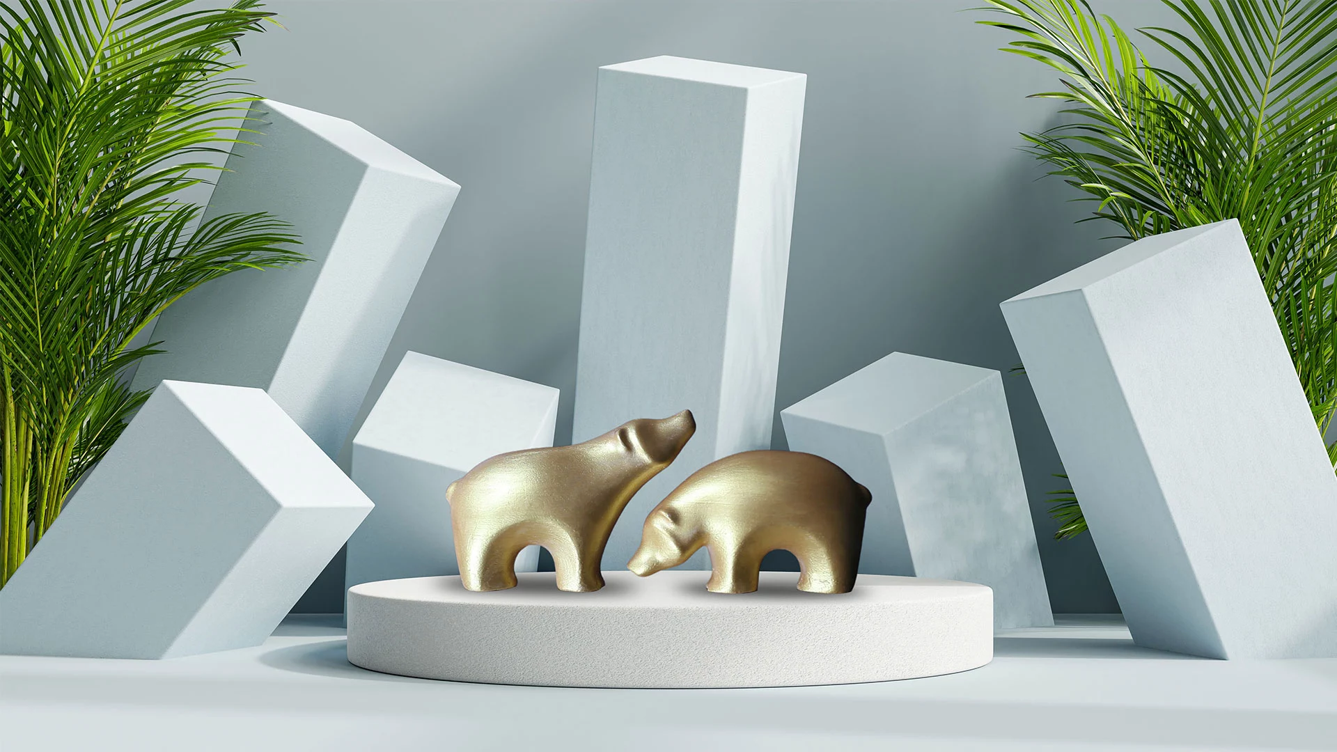 Dekoratif Golden Bear Biblo Heykel Dekorasyon Ürünü 