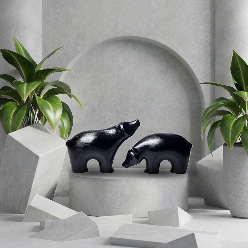 Dekoratif Black Bear Biblo Heykel