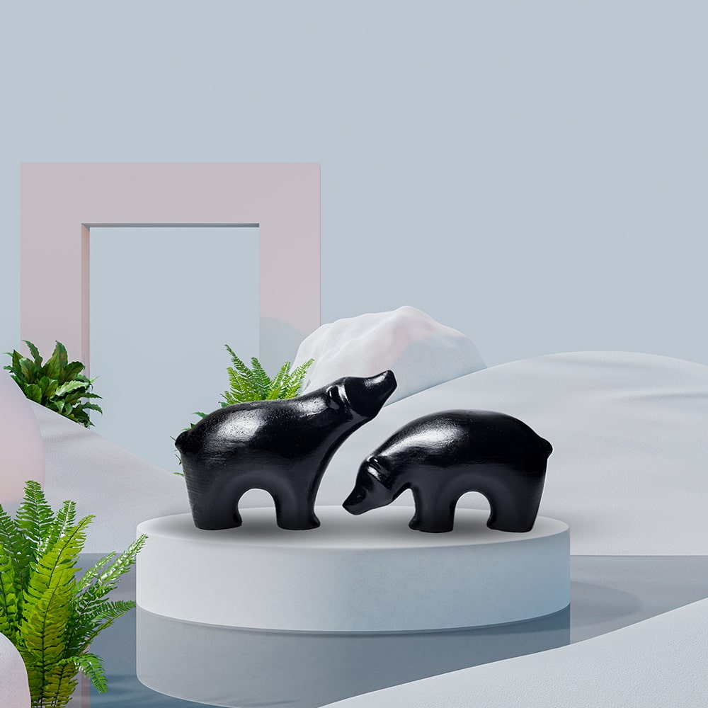 Dekoratif Black Bear Biblo Heykel