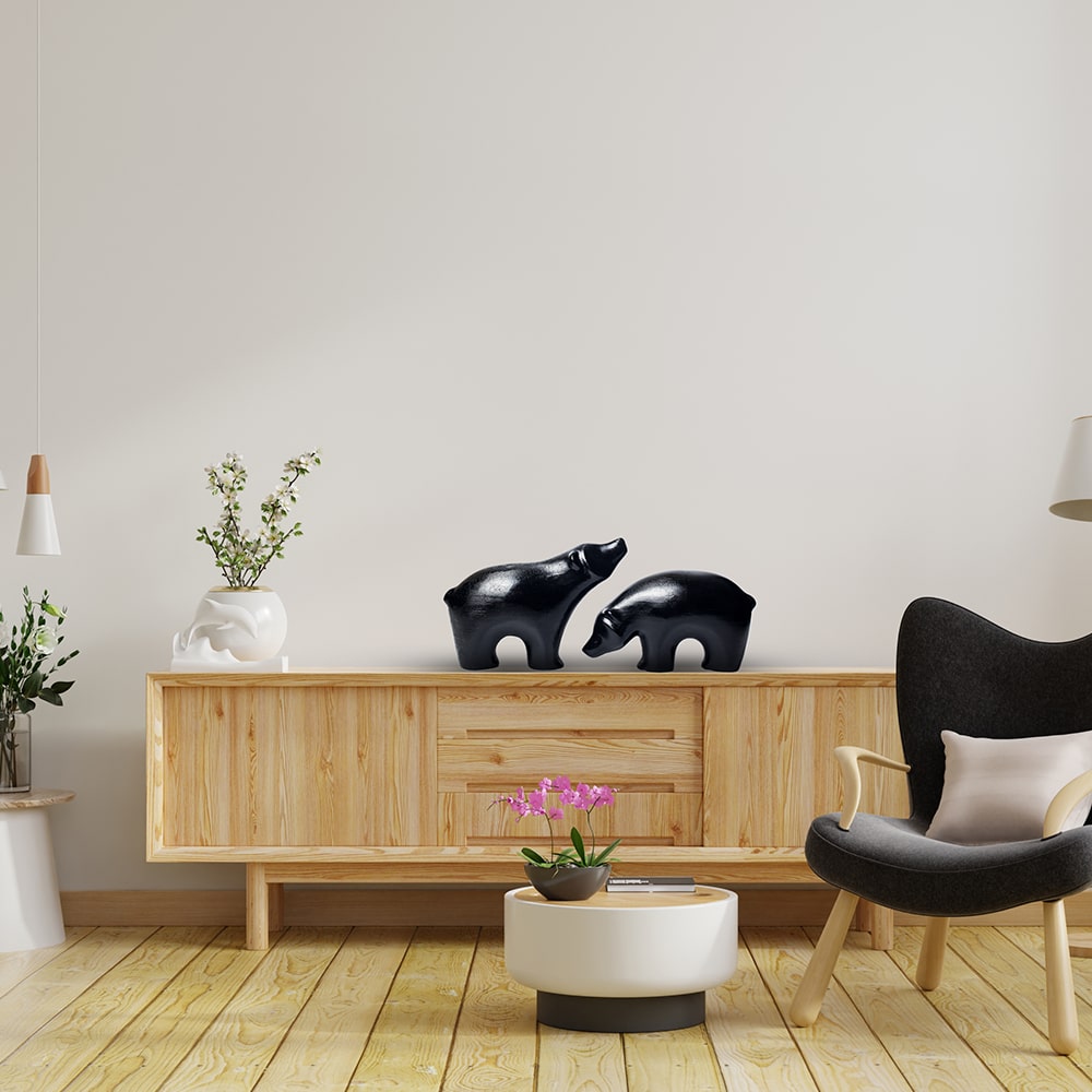 Dekoratif Black Bear Biblo Heykel