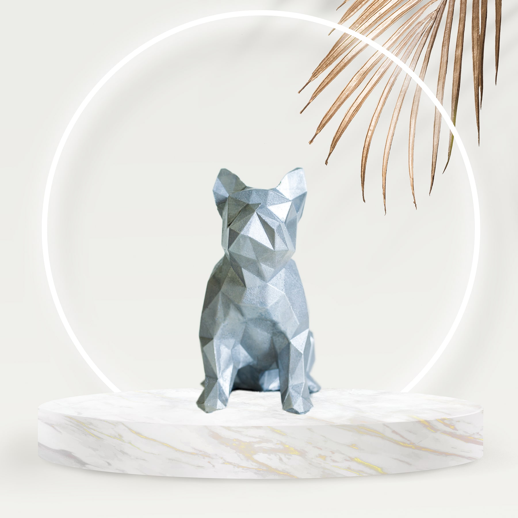 French Bulldog Silver Biblo Heykel Dekorasyon Ürünü