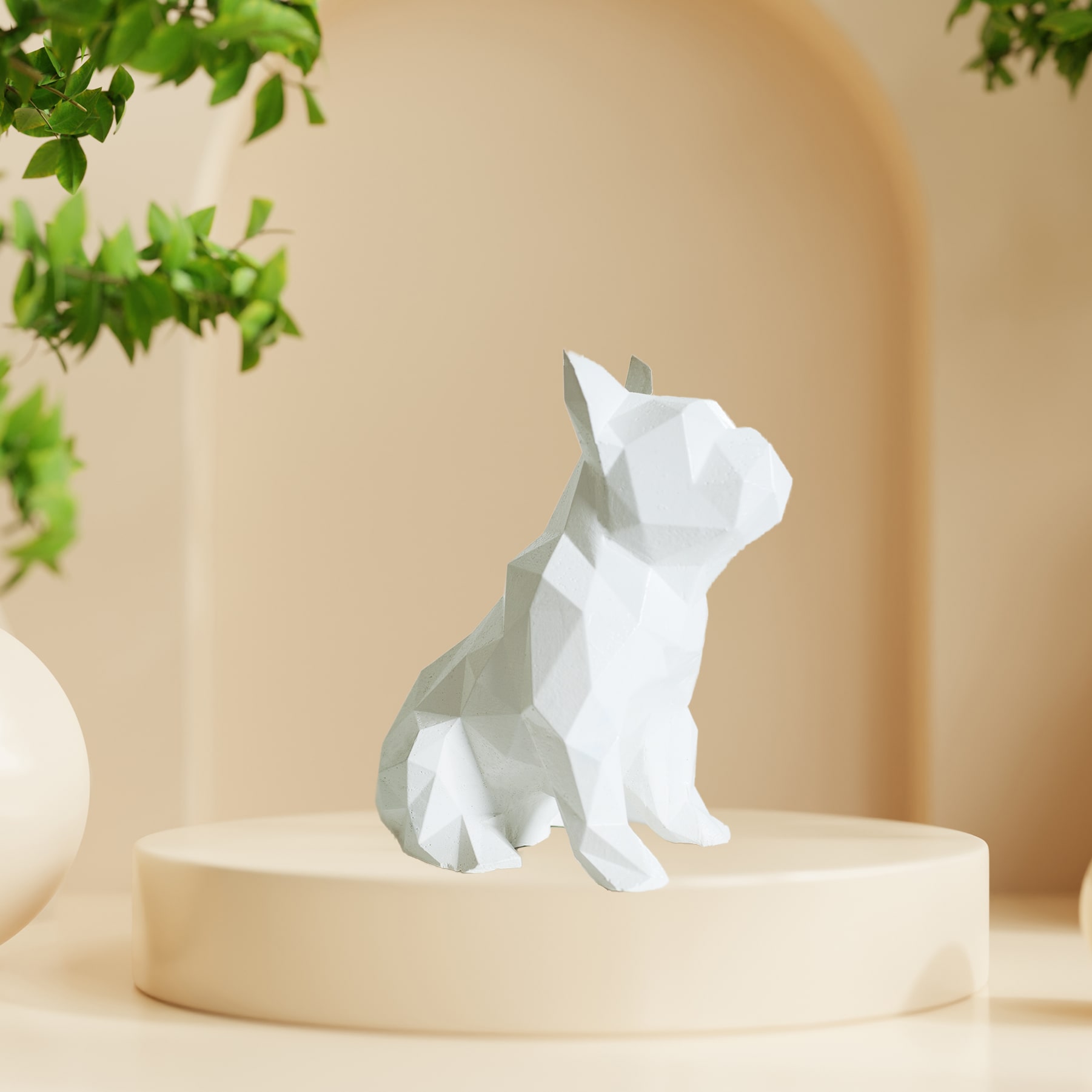 French Bulldog White Biblo Heykel Dekorasyon Ürünü