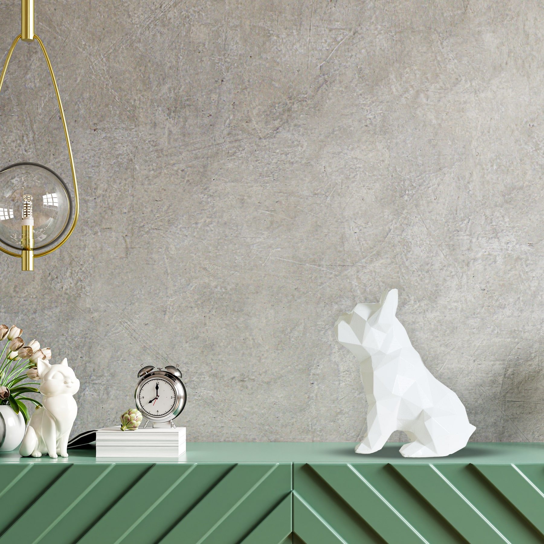 French Bulldog White Biblo Heykel Dekorasyon Ürünü