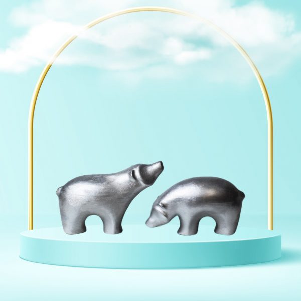 Love Bear 2'li Gümüş Dekoratif Biblo Aksesuar