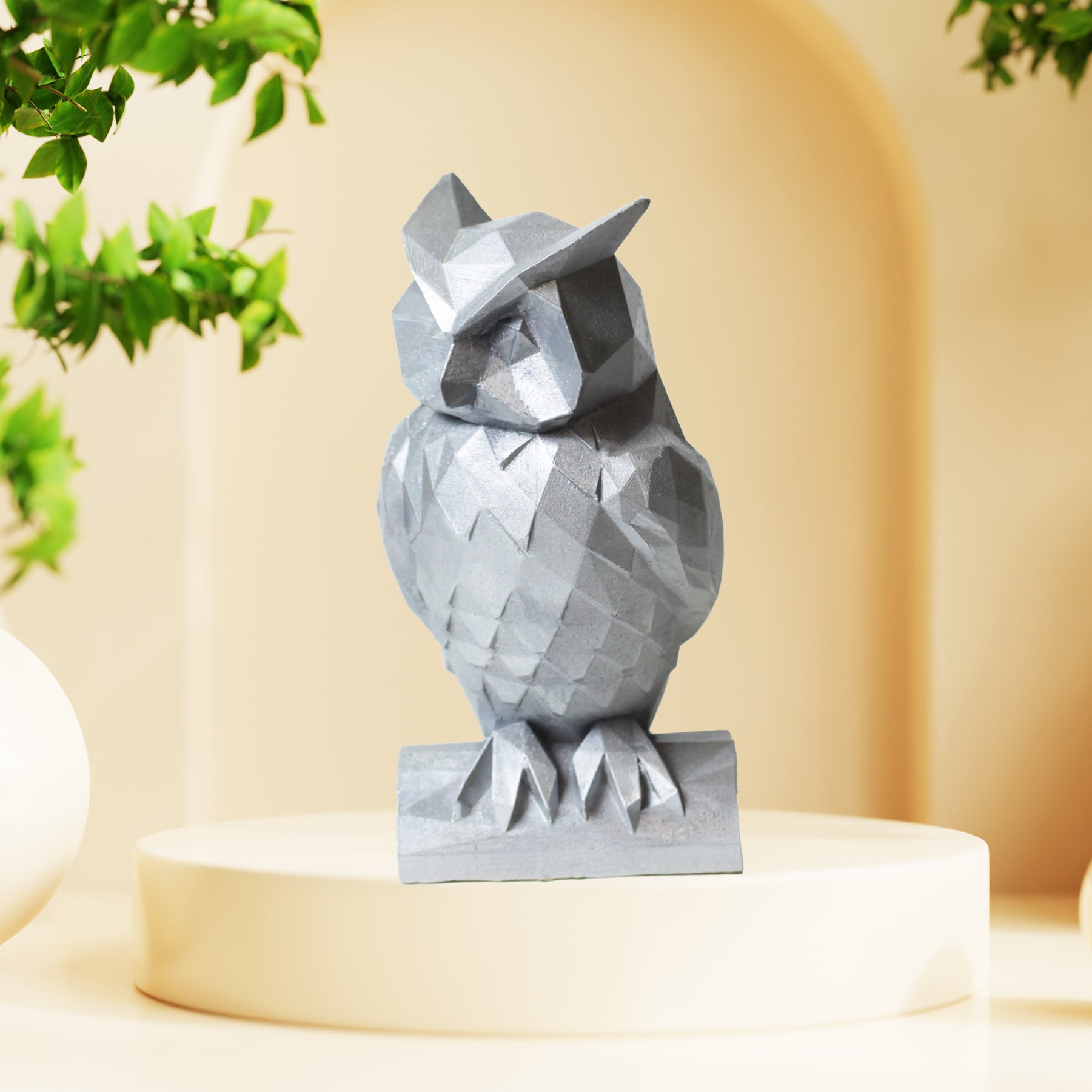 Owl Gümüş Baykuş Dekoratif Biblo Aksesuar - Görsel 3