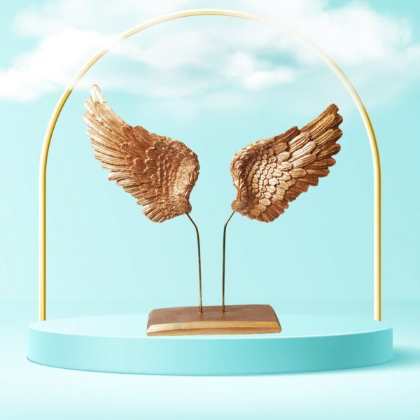 Wing 2'li Bronz Kanat Dekoratif Biblo Aksesuar