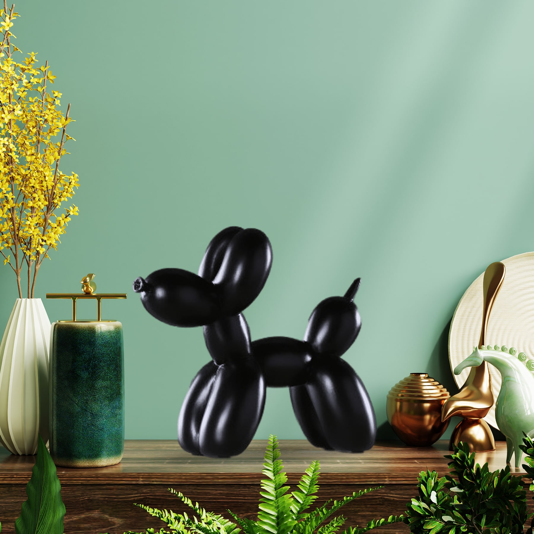 Aria Modern Balon Köpek Siyah Biblo Dekoratif Aksesuar