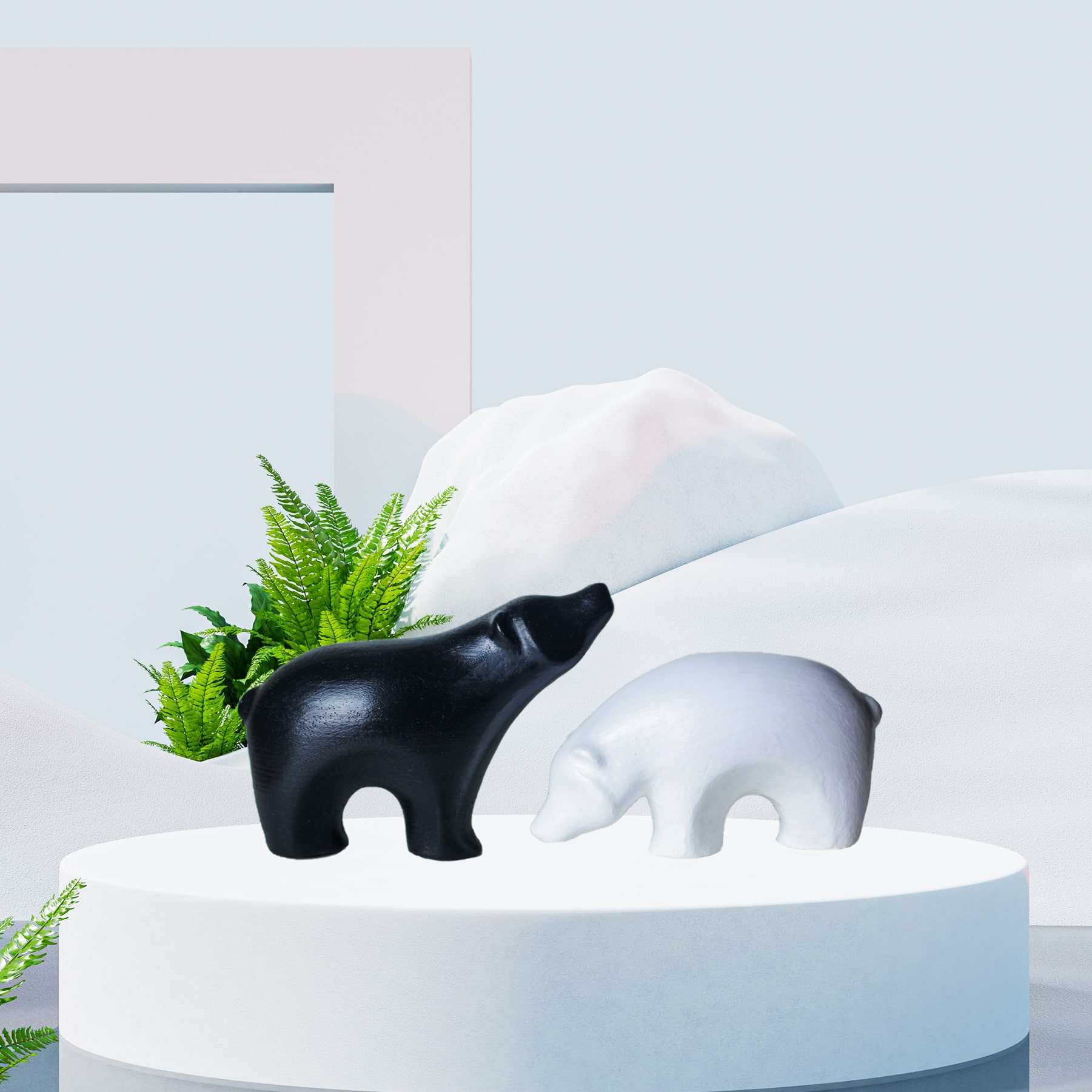 Love Bear 2'li Siyah Beyaz Dekoratif Biblo Aksesuar